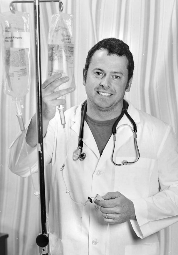 Man with IV bag